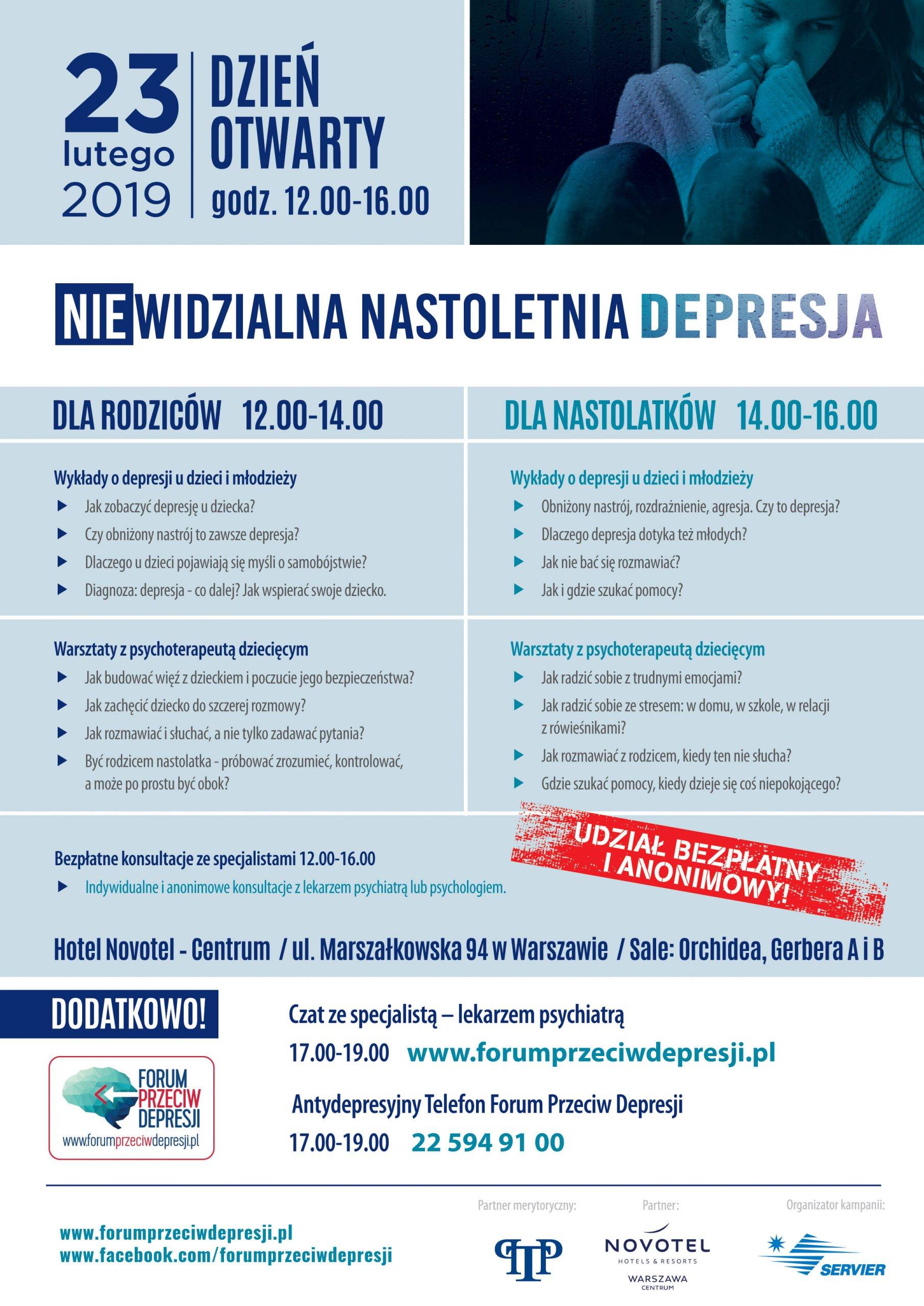 (Nie)widzialna nastoletnia depresja - warsztaty dla rodziców i nastolatków - informacja o warsztatach 23 lutego 2019 r.