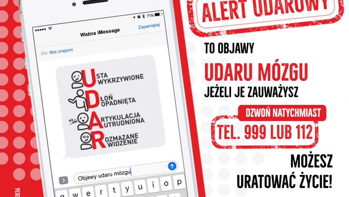 Alert udarowy - kampania społeczna Stop udarom, która może uratować życie. Zobacz, jak rozpoznać objawy udaru.
