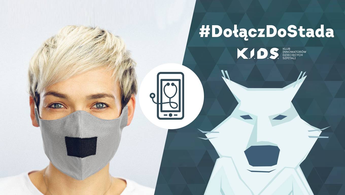 Maseczka z wilkiem - #dołączdostada - akcja Fundacji K.I.D.S.