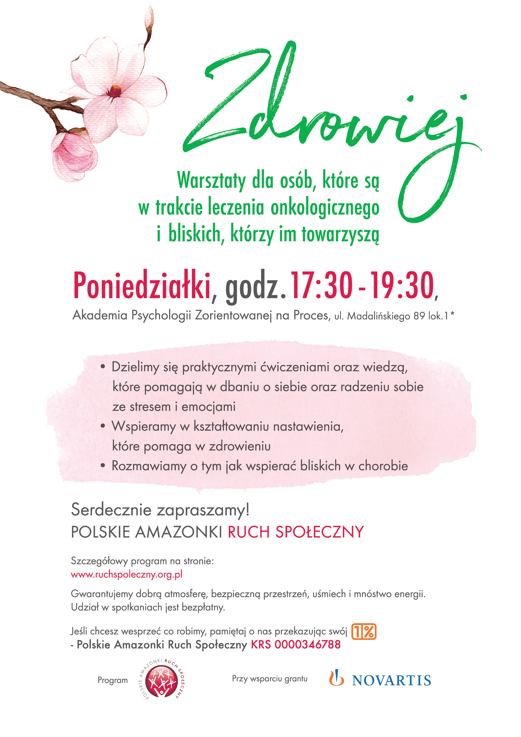 Warsztaty dla osób z chorobą nowotworową - Zdrowiej - ogłoszenie.